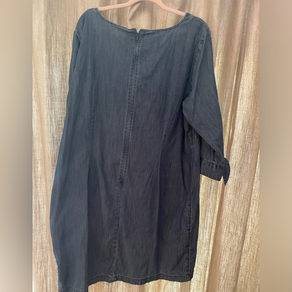Talbots Chambray denim dress. Size 20w. 3/4 sleeves with tie. 100 cotton - Picture 5 of 9